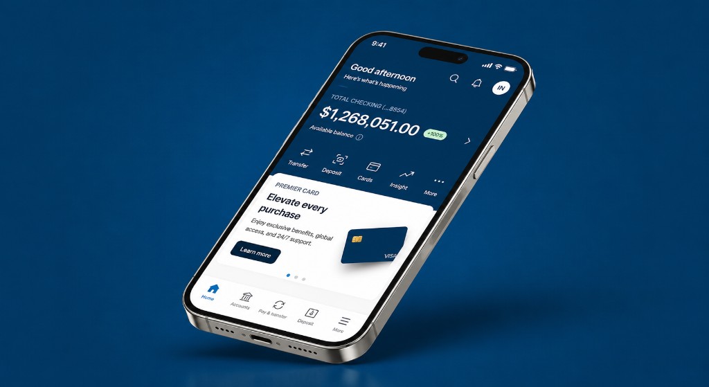 MShore Online Banking app on a smartphone